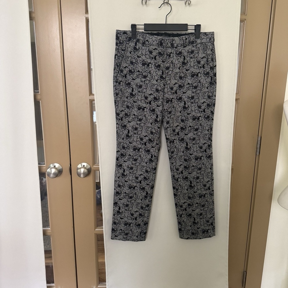 Banana Republic Womens 8 Black Grey Floral Ryan Slacks Dress Pants Bottoms